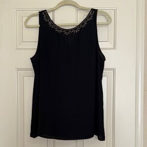 LOFT Black Embellished Tank Top